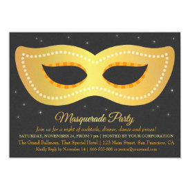 Glam Chic Gold Mask Masquerade Party Invitations