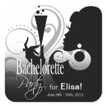 Glam Cocktail Lady Sticker | black white LARGE