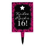 Glam Custom Black & Pink Topper Rectangular Cake Toppers