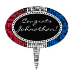 Glam Custom Red White & Blue Topper Oval Cake Toppers