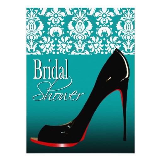 Glam Damask Stiletto Bridal Shower Custom Invites