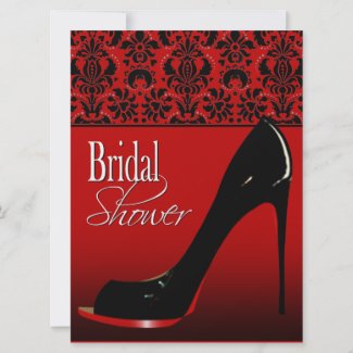 Glam Damask Stiletto Bridal Shower invitation