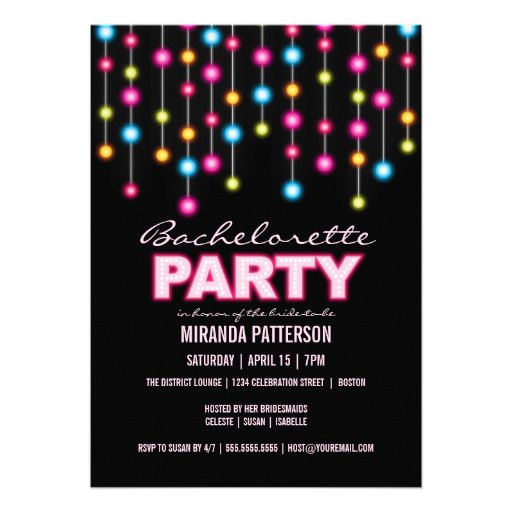 Glam Dance Lights Bachelorette Party Invitation