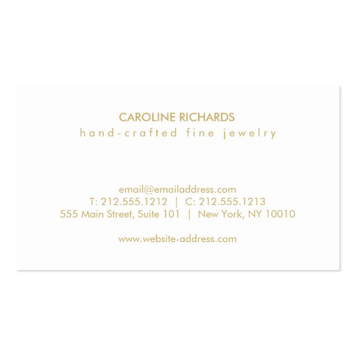 Glam Deco Jewelry Design Fashion Boutique No. 2 Business Cards (back side)