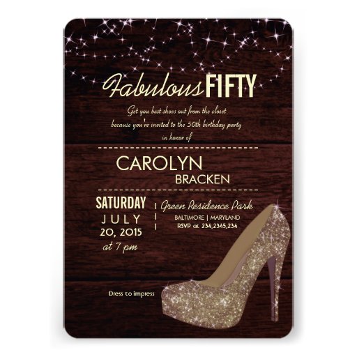 Glam Elegant High Heels 50th Birthday Party Invite (front side)