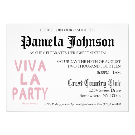 Glam Fashion Couture Girl Sweet Sixteen Birthday Personalized Invites