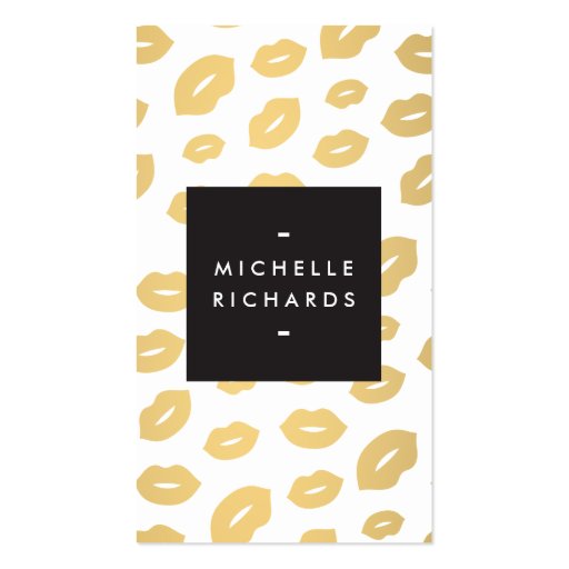 Glam Gold Lip Print for Makeup Artists Business Cards (front side)