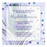 Glam Peacock Feather 40th Birthday Party Purple Custom Invites