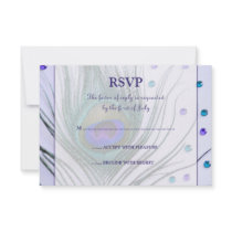 Glam Peacock Feather Purple Response Card Custom Announcement