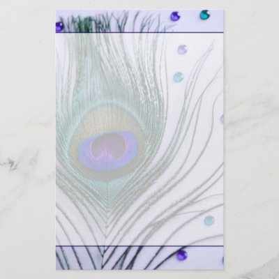 Glam Peacock Feather Purple Customized Stationery