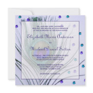 Glam Peacock Feather Purple Wedding invitation