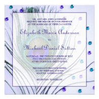 Glam Peacock Feather Purple Wedding Custom Announcement