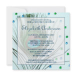 Glam Peacock Feather Teal Bridal Shower Personalized Invitations