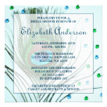 Glam Peacock Feather Teal Bridal Shower Personalized Invitations
