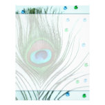 Glam Peacock Feather Teal Custom Letterhead