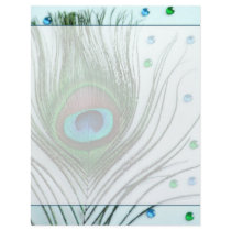 Glam Peacock Feather Teal Custom Letterhead