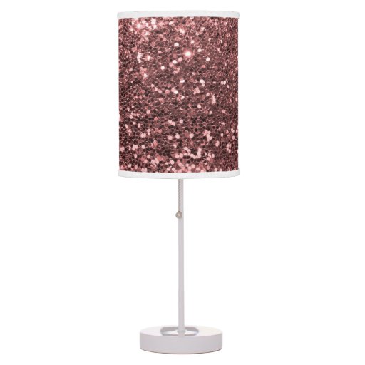 Glam Rose Gold Pink Faux Glitter Print Sparkles Desk Lamp ...