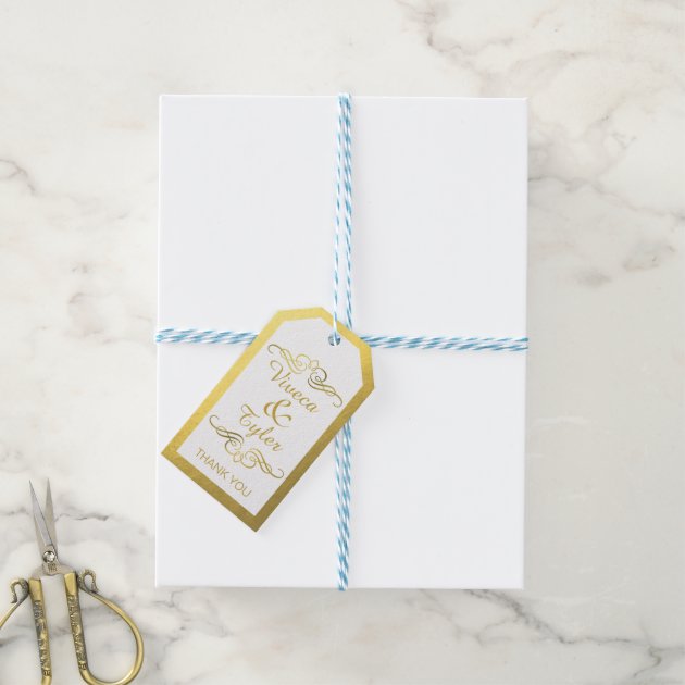 Glam Swirly Flourish Gold Foil Thank You Pack Of Gift Tags-2