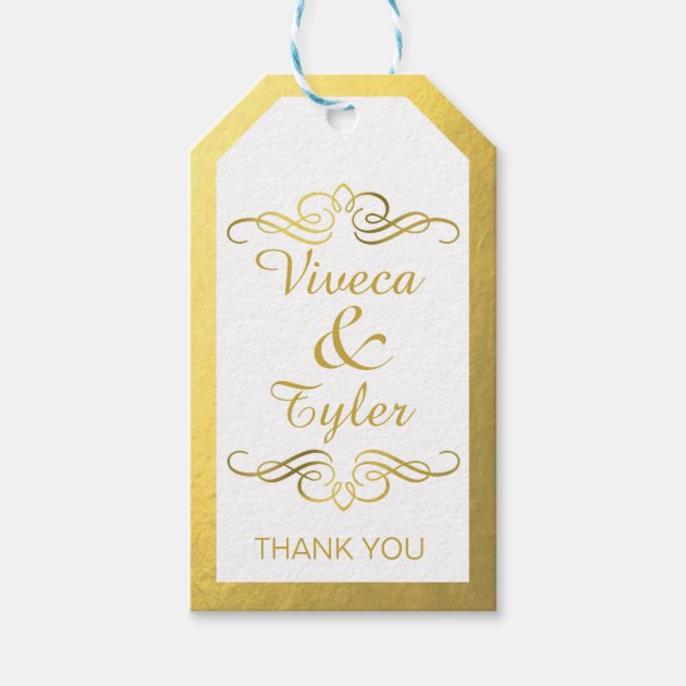 Glam Swirly Flourish Gold Foil Thank You Pack Of Gift Tags
