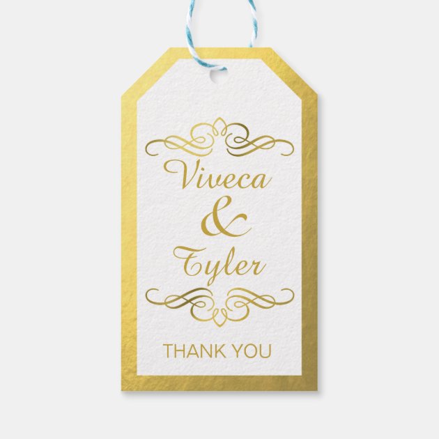 Glam Swirly Flourish Gold Foil Thank You Pack Of Gift Tags