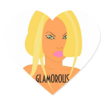 Glamorous Blonde Chick Heart Stickers