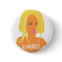 Glamorous Blonde Chick Round Button buttons