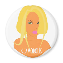 Glamorous Blonde Chick Round Magnet