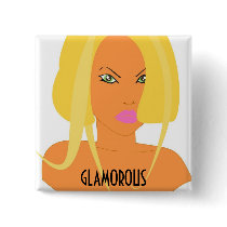 Glamorous Blonde Chick Square Button buttons