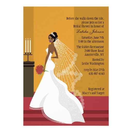 Glamorous Bride African-American Bridal Shower Inv Custom Invitations