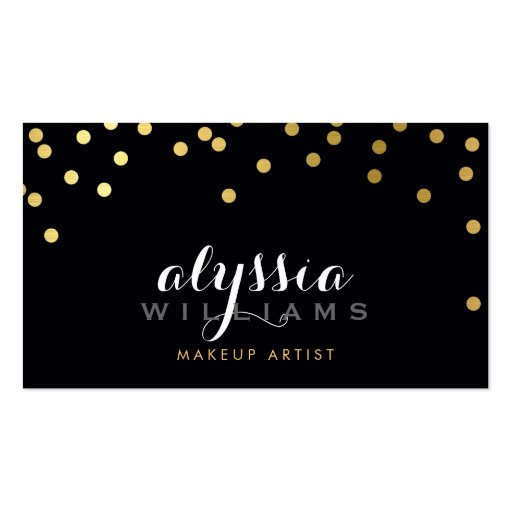 GLAMOROUS confetti shiny gold foil bold black Business Card (front side)