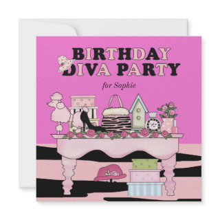 Glamorous Diva Birthday Party Invitation