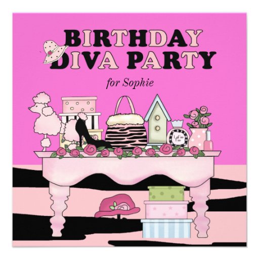 Glamorous Diva Birthday Party Invitation