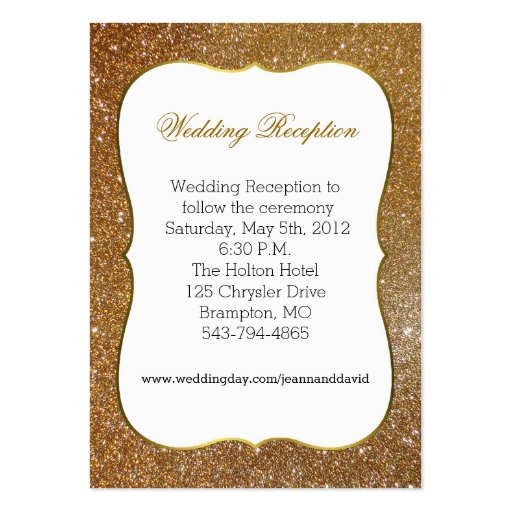 Glamorous Gold Glitter Look Wedding Enclosure Card Business Card Templates (front side)