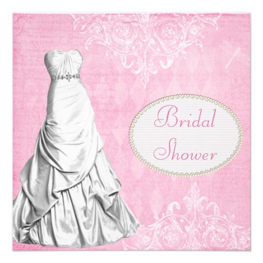 Glamorous Gown Vintage Shabby Chic Bridal Shower Custom Invitations