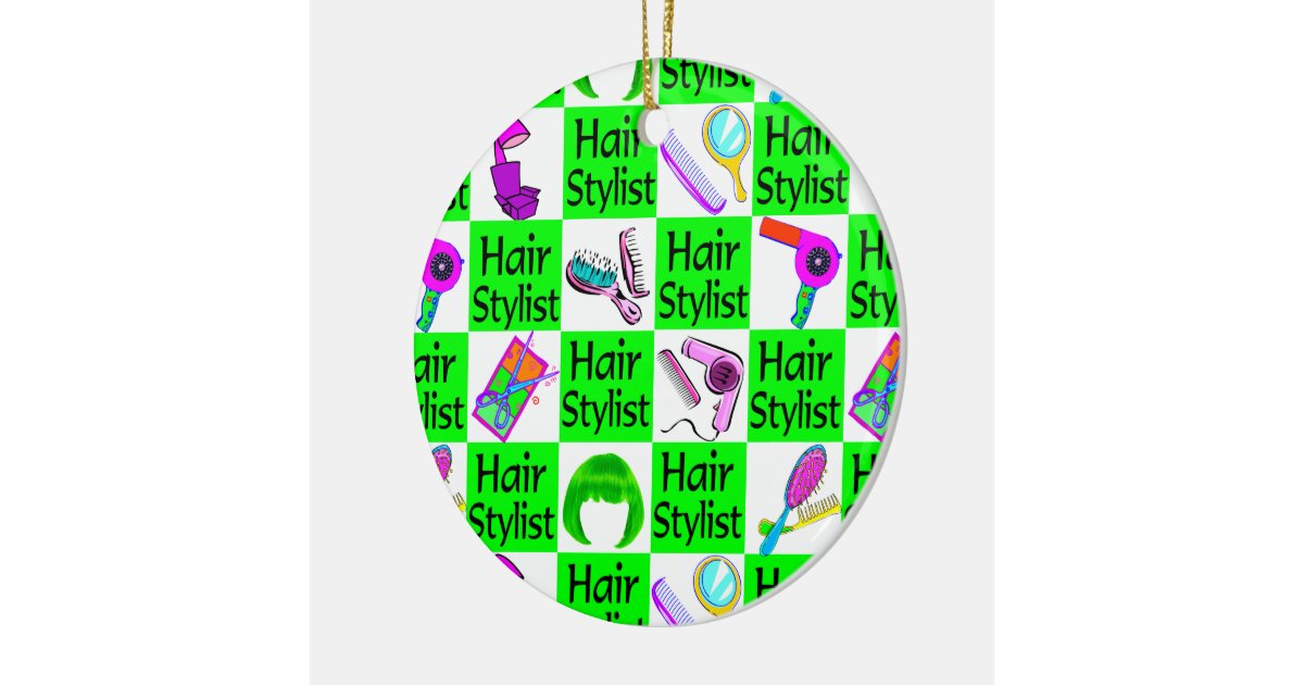 glamorous green hair stylist christmas ornament zazzle glamorous green hair stylist christmas ornament zazzle