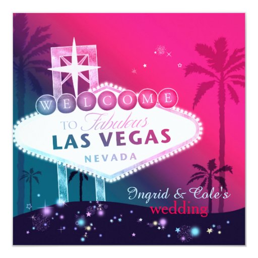 Glamorous Hot Pink Las Vegas Wedding Card Zazzle