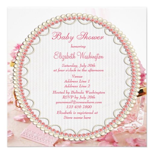 Glamorous Jewels, Pink Flowers & Boxes Baby Shower Invites
