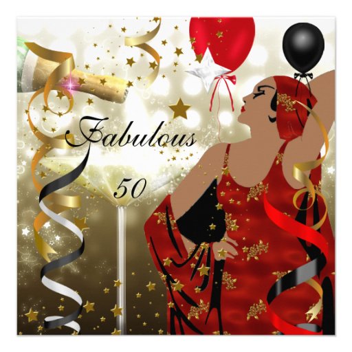 Glamorous Lady Fabulous 50 Fifty Birthday Party Invites