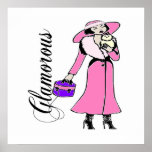 Glamorous Lady in Pink Poster posters