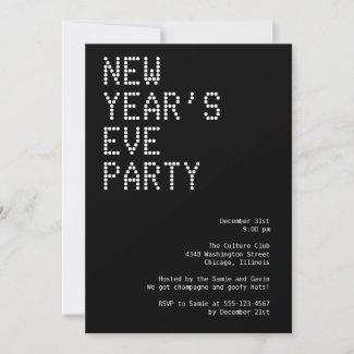 Glamorous lights modern black white party holiday invitation
