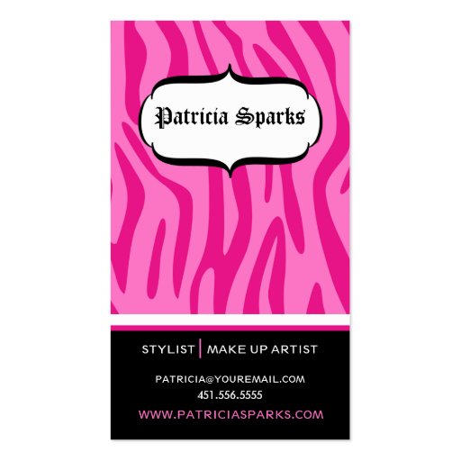 Glamorous Pink Zebra Business Card