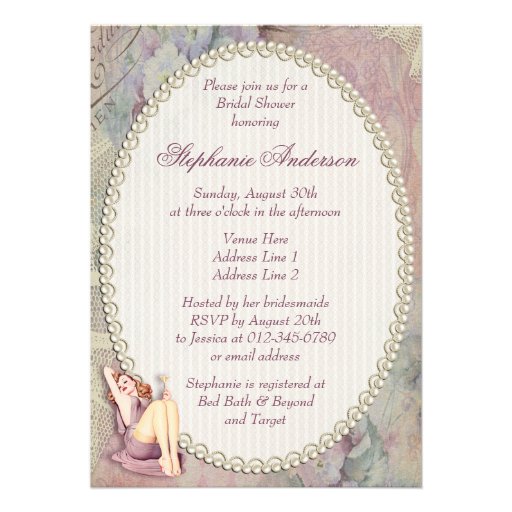 Glamorous Retro Pin Up Girl Bridal Shower Custom Announcements