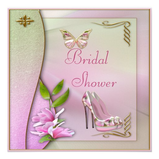Glamorous Shoes Magnolia & Butterfly Bridal Shower Custom Invitations
