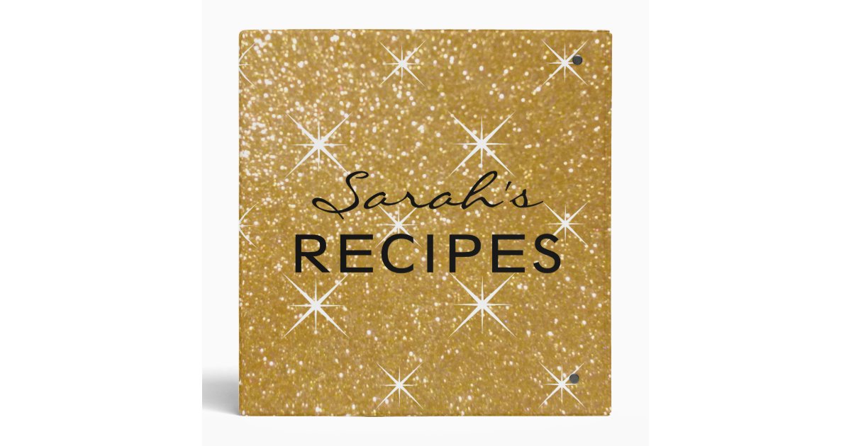 Glamorous sparkly gold glitter recipe binder book | Zazzle
