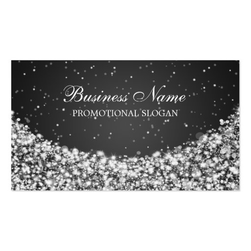 Glamorous Star Sparkle Black Business Card Templates (front side)