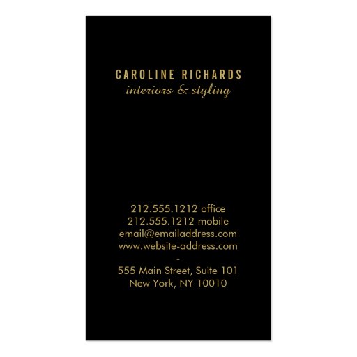 Glamorous Vintage Gold Art Deco Initials Monogram Business Card (back side)