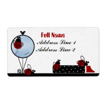 address, labels, ladybug, red, black, fashion, letters, envelopes, high, heels, women, gift, Etiket med brugerdefineret grafisk design