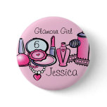 Glamour Girl Birthday Pinback Button