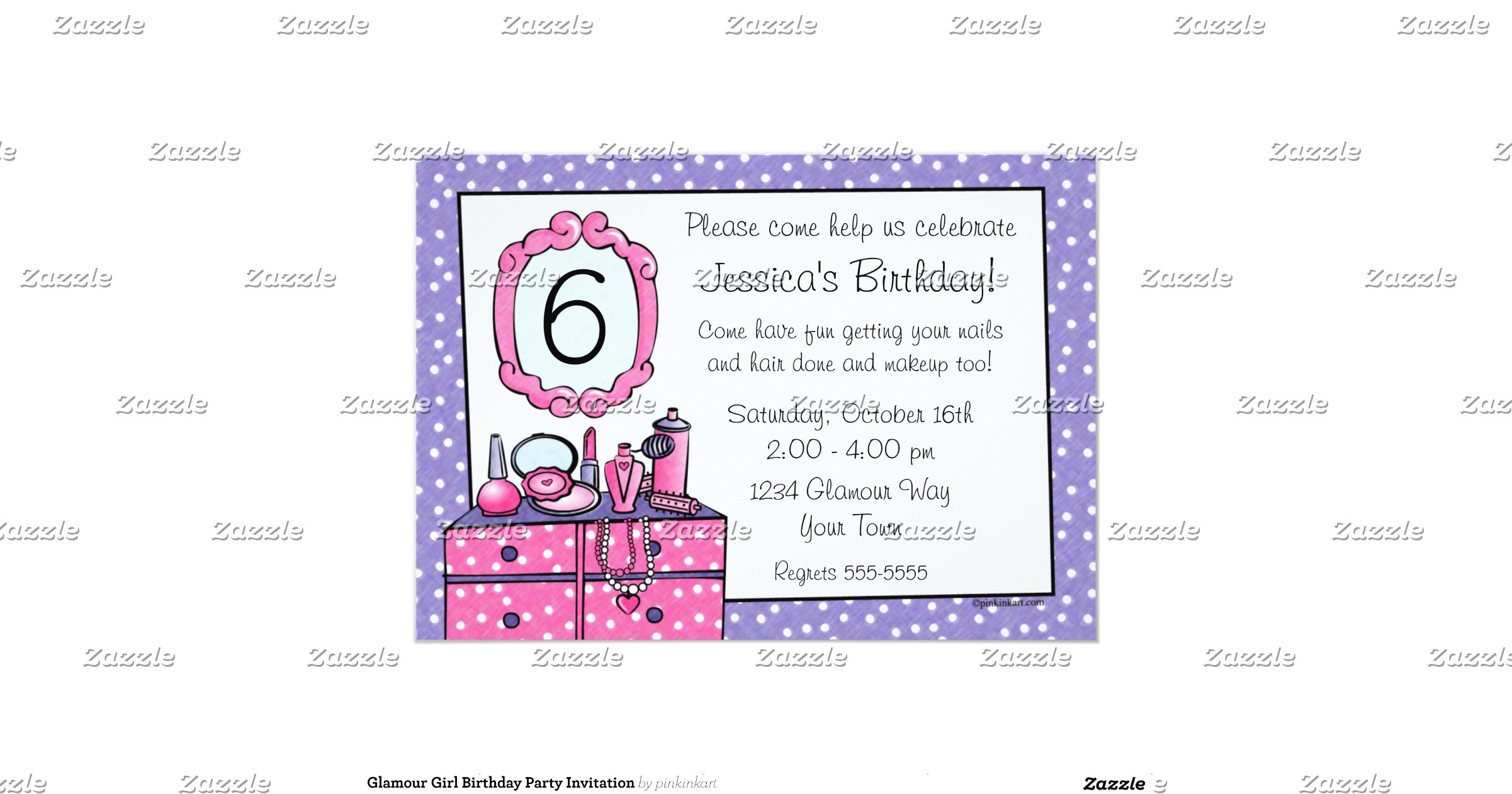 Glamour Girl Birthday Party Invitation | Zazzle