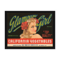 Glamour Girl California Vegetables Post Cards